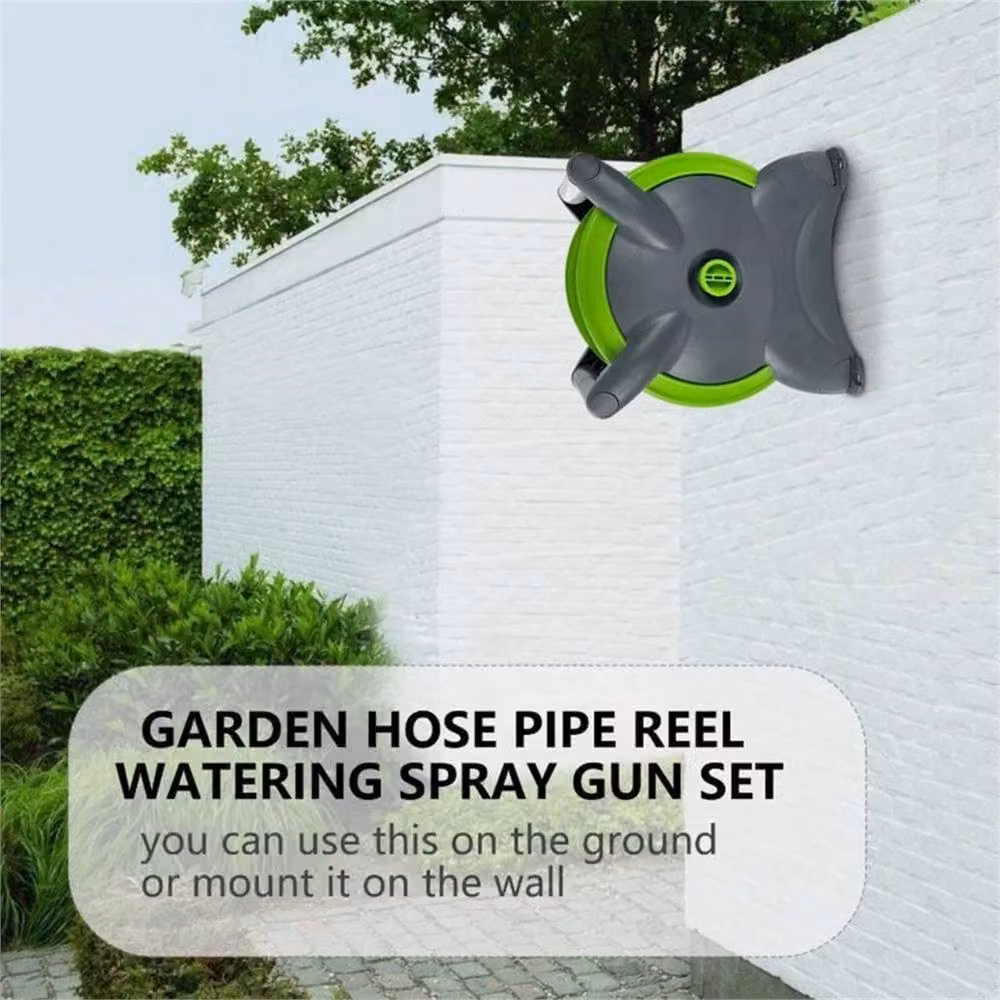 SPETLEK Compact Wall-Mounted Garden Hose Reel with 20m Water Pipe in Green – 3