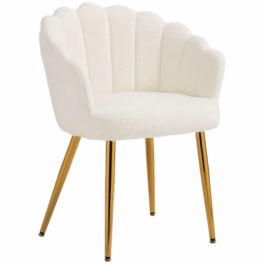 STILVORA Modern Petal-Back Armchair in Cream Fabric with Metal Frame, W/D/H: 79.0 x 61.5 x 56.0 cm – 3