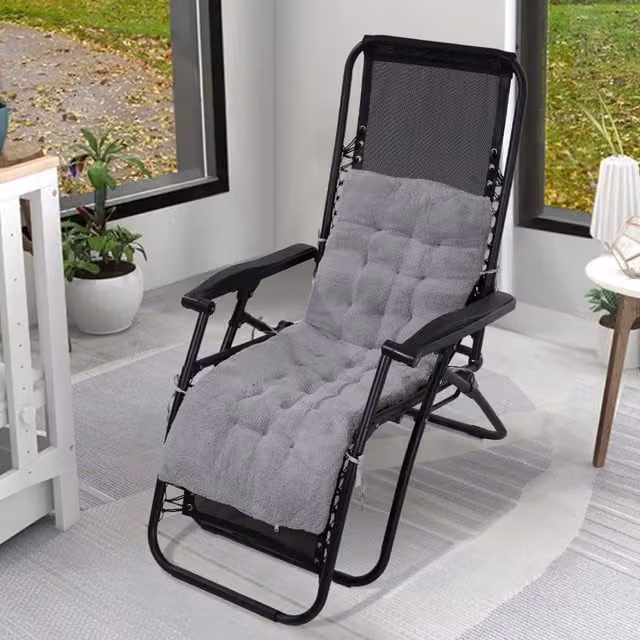 Livingandhome Reversible Grey Sherpa Fleece Rectangular Chair Cushion, Width: 125 cm