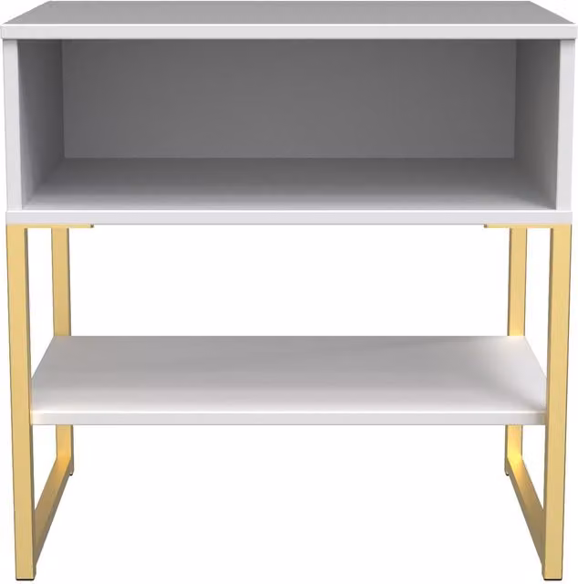 2 U Tamworth Single Open Bedside Cabinet in White and Gold – 1
