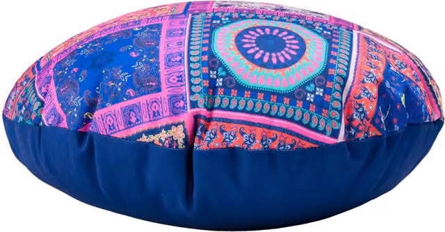 Gardenista Bandana Printed Round Outdoor Scatter Cushion, Blue, Diameter: 38 cm