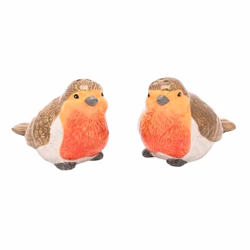 Widdop and Co Country Living Robin Ceramic Salt and Pepper Pots in Red, White and Multicolour