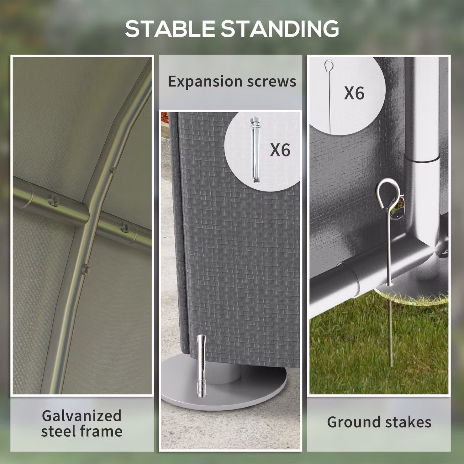 Outsunny Grey Garden Storage Shed Tent with Single Roll-up Door and Galvanised Steel Frame, W/D/H: 120 x 120 x 165 cm – 4
