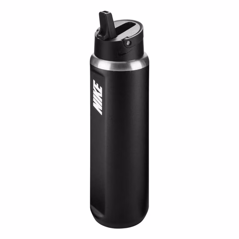 Nike Recharge Run Straw Stainless Steel Water Bottle, 680ml, Black