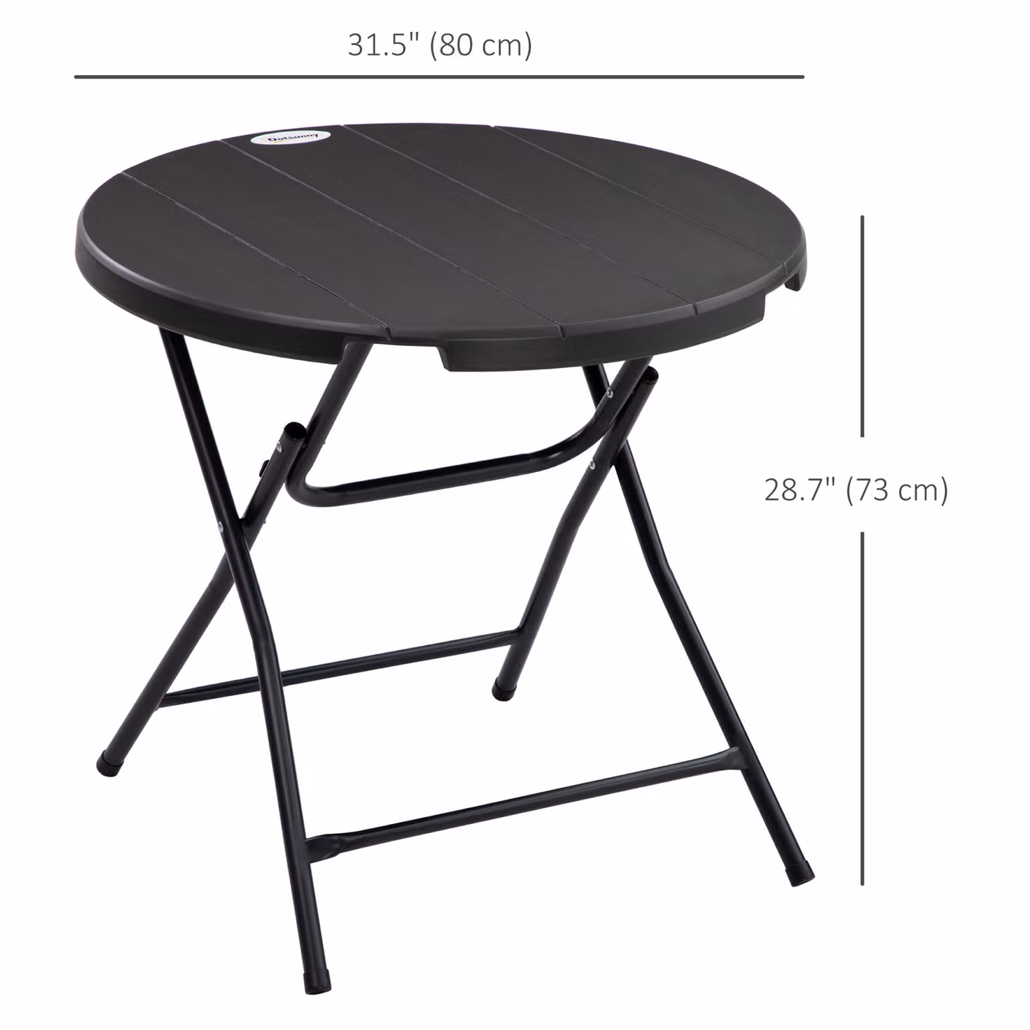 Outsunny Foldable Round Garden Dining Table for 4, Dark Grey, W/D/H: 80 x 80 x 73 cm – 3