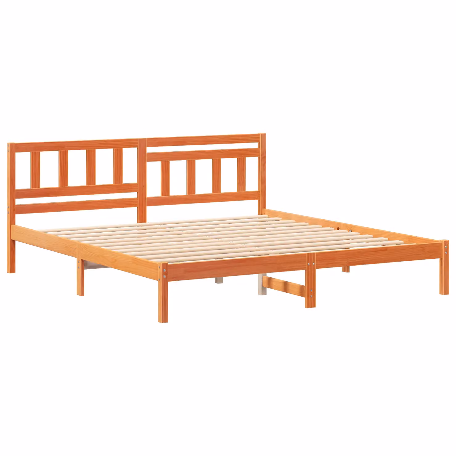 Berkfield Home Wax Brown Solid Pine Wood Bed with Headboard W/D/H: 140 x 200 cm – 2