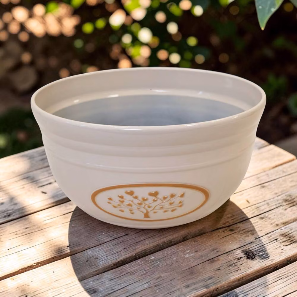 Four Candle Cream Plastic Round Planter Pot in Beige, Gold and White, W/D/H: 30.0 x 30.0 x 16.0 cm – 2