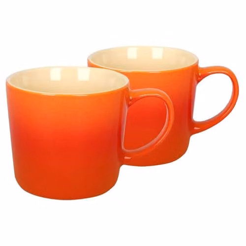 Argon Tableware Orange Ombre Coffee Mugs, Set of 2, 330ml New Bone China Ceramic Mugs