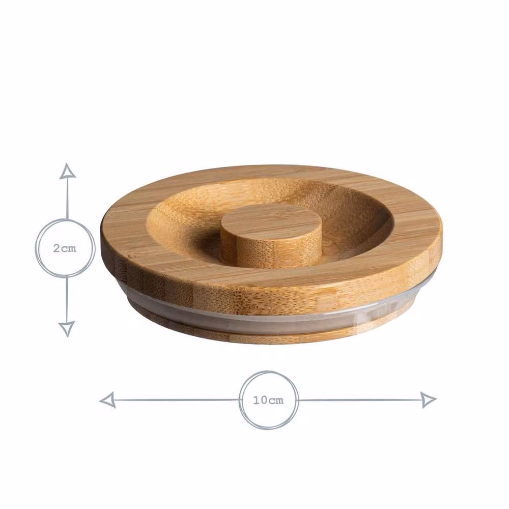 FLAVORA Argon Scandi Wooden Storage Jar Lid in Brown, Diameter: 10 cm – 2