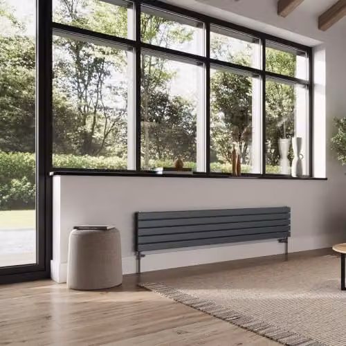 UK Radiators Typhoon Axis Anthracite Horizontal Designer Double Panel Steel Radiator W: 180 cm, H: 34 cm – 3
