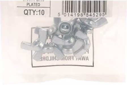 Unifix Silver Galvanised Steel Wing Nuts M 8 x 1.25, Pack of 10
