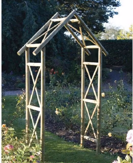 Rowlinsons Rustic Wooden Arch in Brown, H 274 x W 160 x L 45 cm – 5