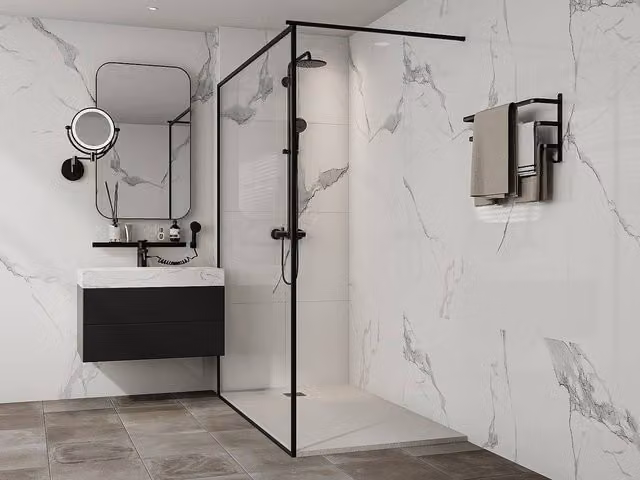 Vente-unique Resin Rectangular Shower Tray, White, W: 160 cm, D: 90 cm – 1