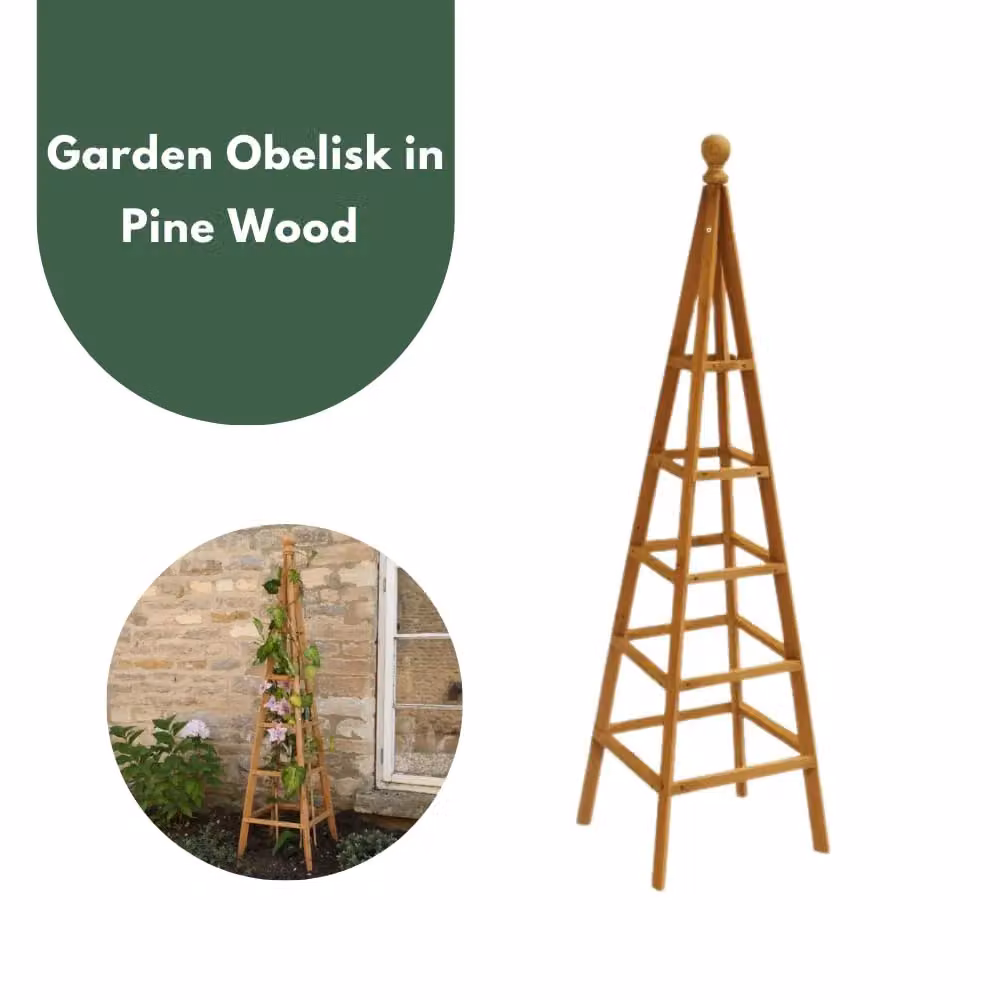 Marco Paul Beige Wooden Garden Obelisk Plant Support, Height: 150 cm – 6