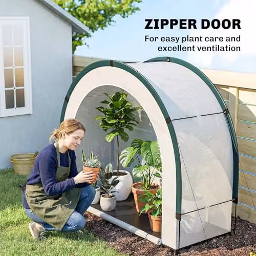 Outsunny Foldable Mini Greenhouse in Green, W/D/H: 200 x 80 x 164 cm – 5