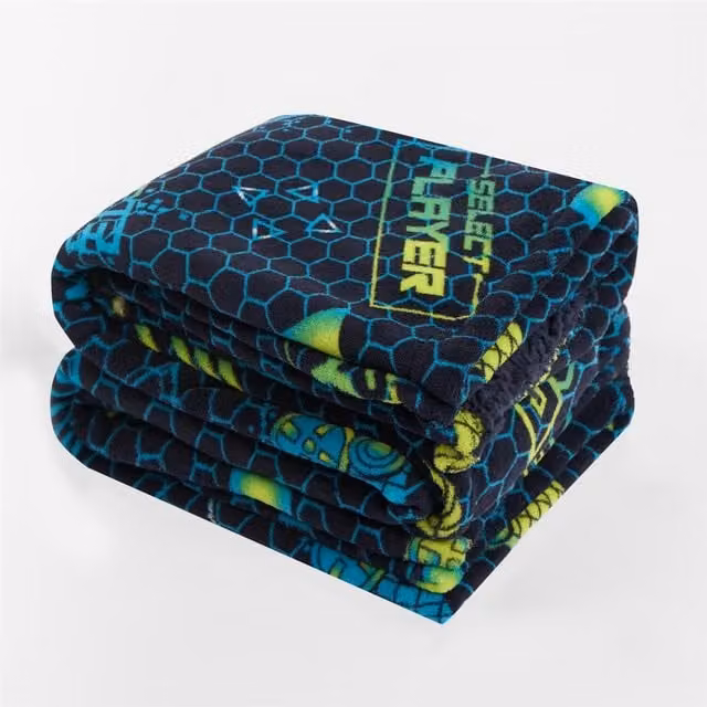 OHS Kids Geometric Printed Gaming Throw in Green and Blue
