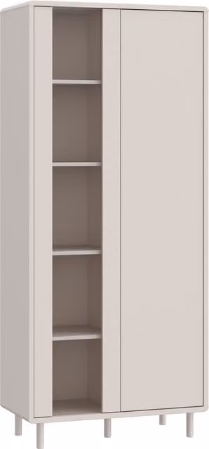 Furniture To Go Playly Tall Storage Cabinet with Hinged Doors and Open Shelving in Sand