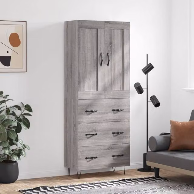 Berkfield Home Grey Sonoma Highboard W/D/H: 69.5 x 34 x 180 cm – 1