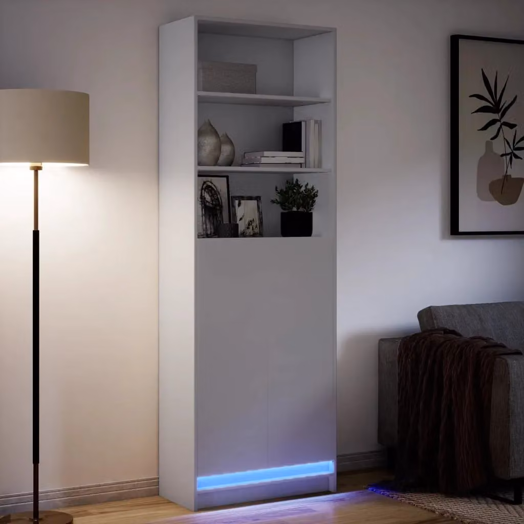 Berkfield Home Modern White Highboard with Integrated LED Lighting, H x W x D: 200 x 69 x 32.5 cm – 2