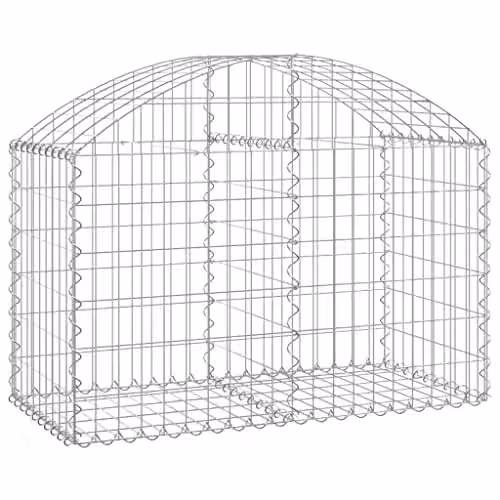vidaXL Arched Gabion Basket in Silver Galvanised Steel, W/D/H: 100 x 50 x 60/80 cm