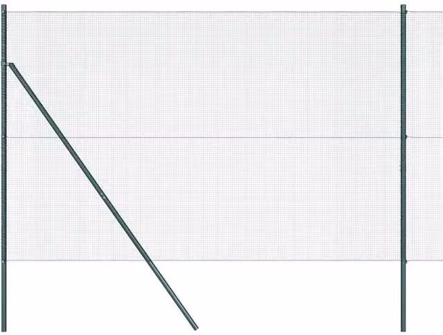 Berkfield Home Green Steel Welded Wire Fence with 7 Posts, W: 10 m, H: 1.6 m – 1
