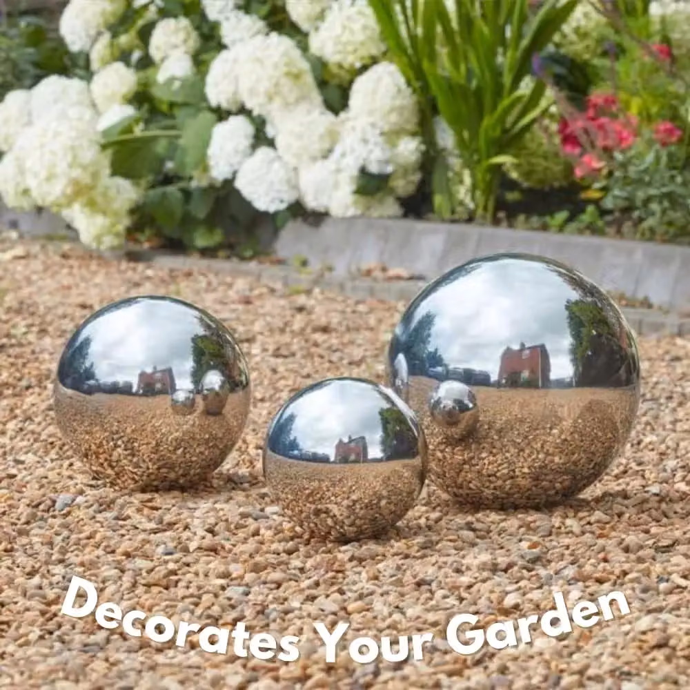 Marco Paul Silver Stainless Steel Gazing Ball Garden Ornament, Diameter: 25 cm – 6