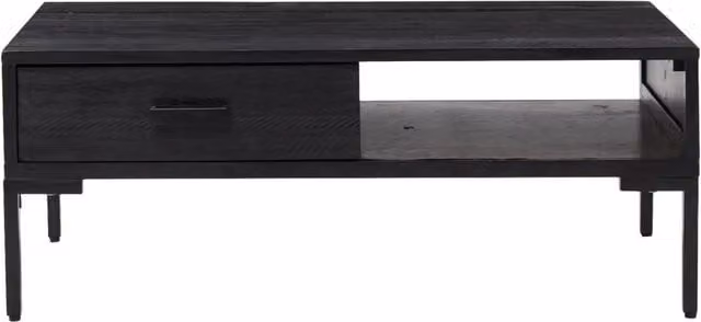 Berkfield Home Decorative Black Solid Pinewood Coffee Table W/D/H: 90 x 50 x 35 cm