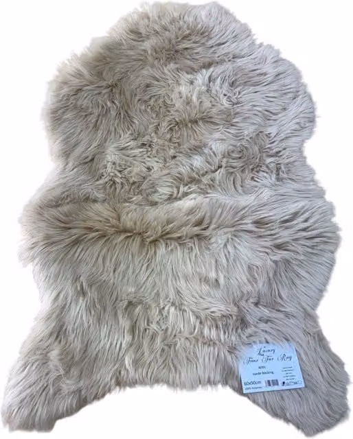 Kampala Hill Beige Faux Fur Rug