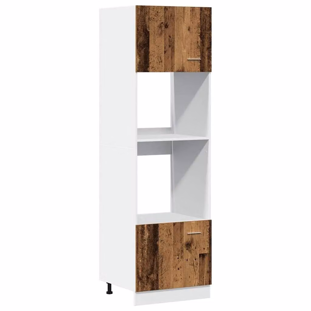 Berkfield Home Lyon Microwave Cabinet in Brown and White, W/D/H: 60 x 57 x 207 cm