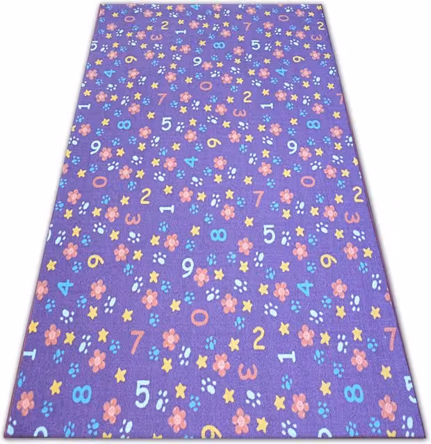 RugsX Purple Kids Motif Rectangular Rug, W: 150 cm, D: 100 cm