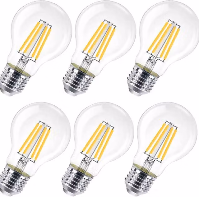 ExtraStar 8W LED A60 Filament Bulb, E27, 3000K Warm White, Transparent