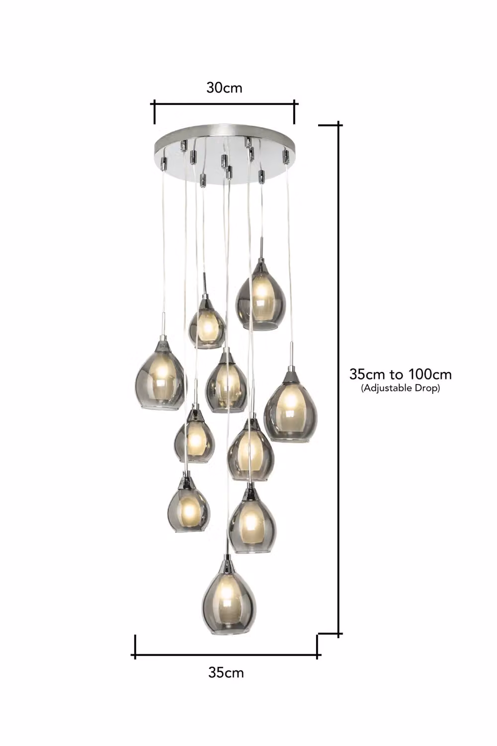 BHS Lighting Carmella Silver and Chrome Glass Ceiling Pendant Light – 3