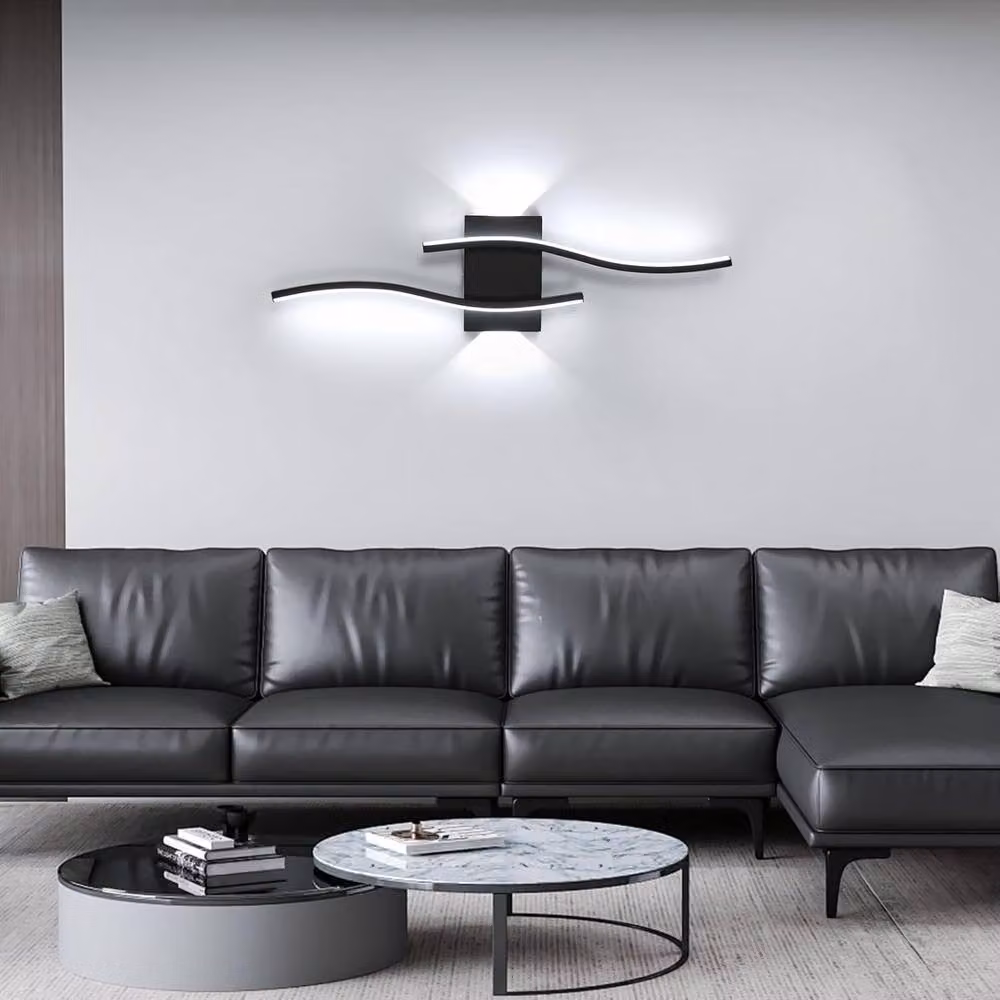 Goeco Modern Black LED Indoor Wall Light with Up and Down Lighting for Bedroom or Hallway – 6