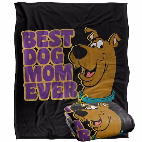 Warner Bros. Scooby Doo Best Dog Mom Ever Super Soft Fleece Throw Blanket, Multicolour, W: 152.4 cm x D: 127.0 cm