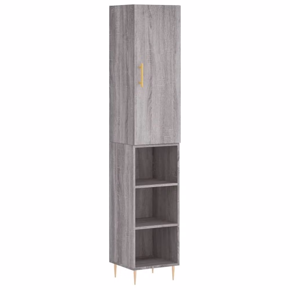 Berkfield Home Grey Sonoma Highboard with Hinged Doors and Internal Shelves, W/D/H: 34.5 x 34.0 x 180.0 cm – 3