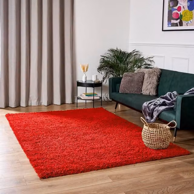 Bravich California Shaggy Rug in Red, W: 330 cm, D: 240 cm