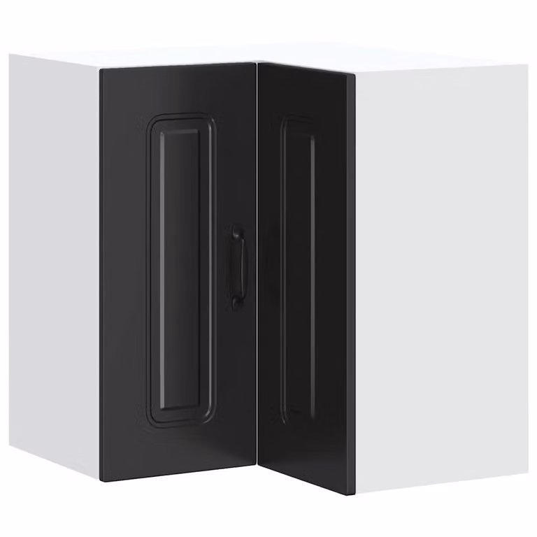 Berkfield Home Kalmar Black Wall Mounted Kitchen Corner Cabinet in Matt Engineered Wood W/D/H: 57 x 60 x 57 cm