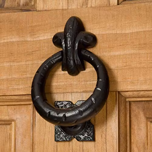 Dzina Door Ring Knocker in Matt Black, W: 12.0 cm, H: 9.0 cm – 2