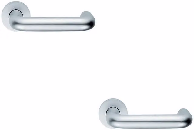 Loops 2x Pair 22mm Round Bar Safety Lever on Round Rose DDA Compliant Satin Aluminium Silver
