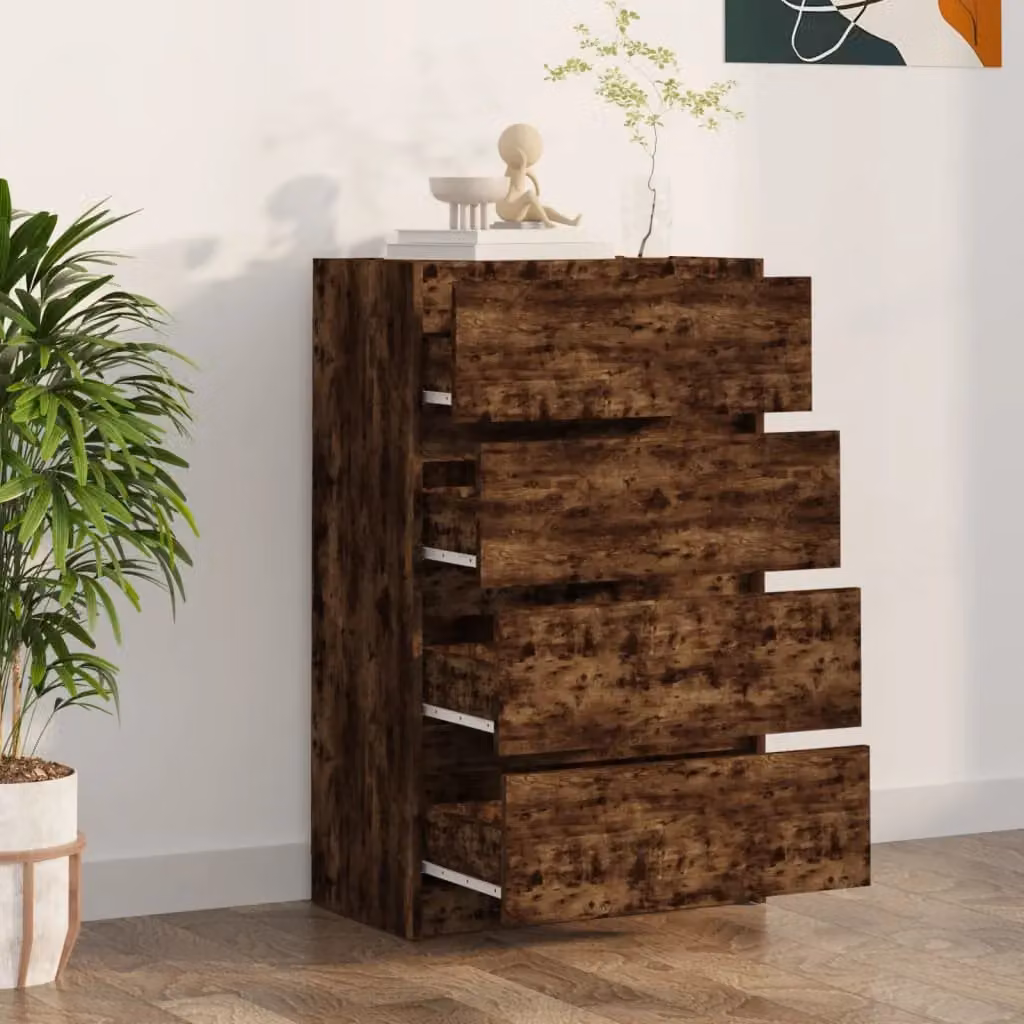 Berkfield Home Smoked Oak Sideboard in Brown, W: 60 cm, D: 35 cm, H: 98.5 cm – 2