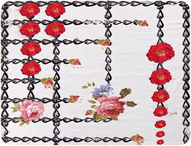 Benjamin Tate Design Roses & Chains Floral Fleece Blanket in Red, Beige and White, W/D/H: 120 x 150 cm – 2