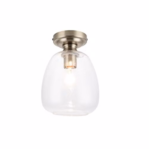 Cosylyte Buxton Classic Bubble Glass Ceiling Light, Antique Brass and Transparent, W/D/H: 18 x 18 x 25 cm, IP44 – 1