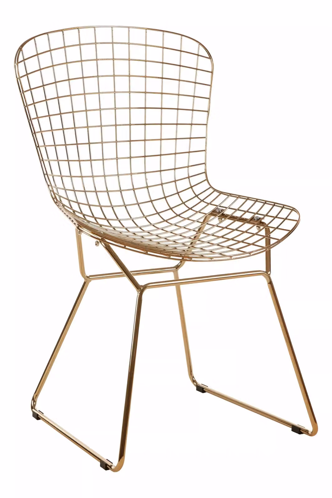 Orsina Modern Geometric Metal Grid Frame Wire Chair in Gold – 2