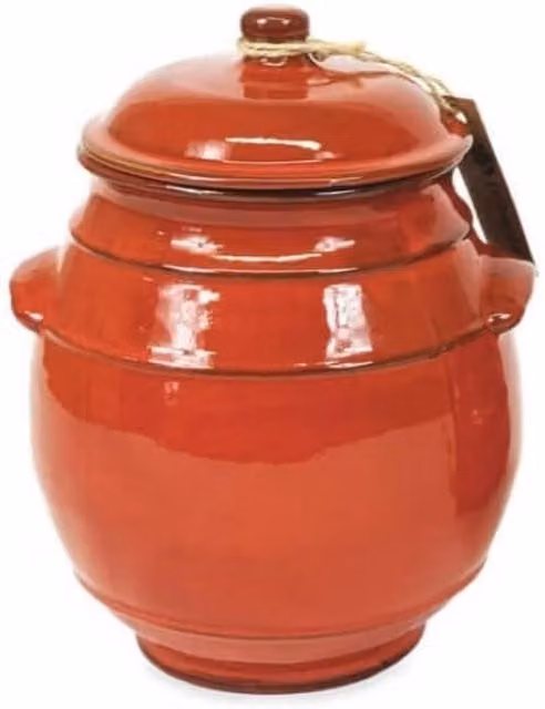 Verano Spanish Ceramics Selena Hand Dipped Glaze Ceramic Kitchen Dining Storage Jar with Lid, Red, Height: 23 cm