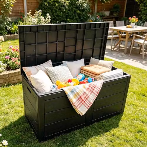 Gr8 Garden 250L Anthracite Garden Storage Box with Lid in Dark Grey – 3