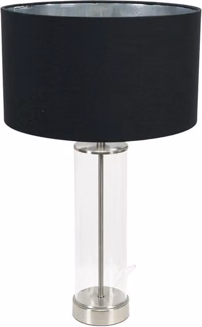 Balan Glass Chrome Table Lamp in Black and Chrome with Bulb Included