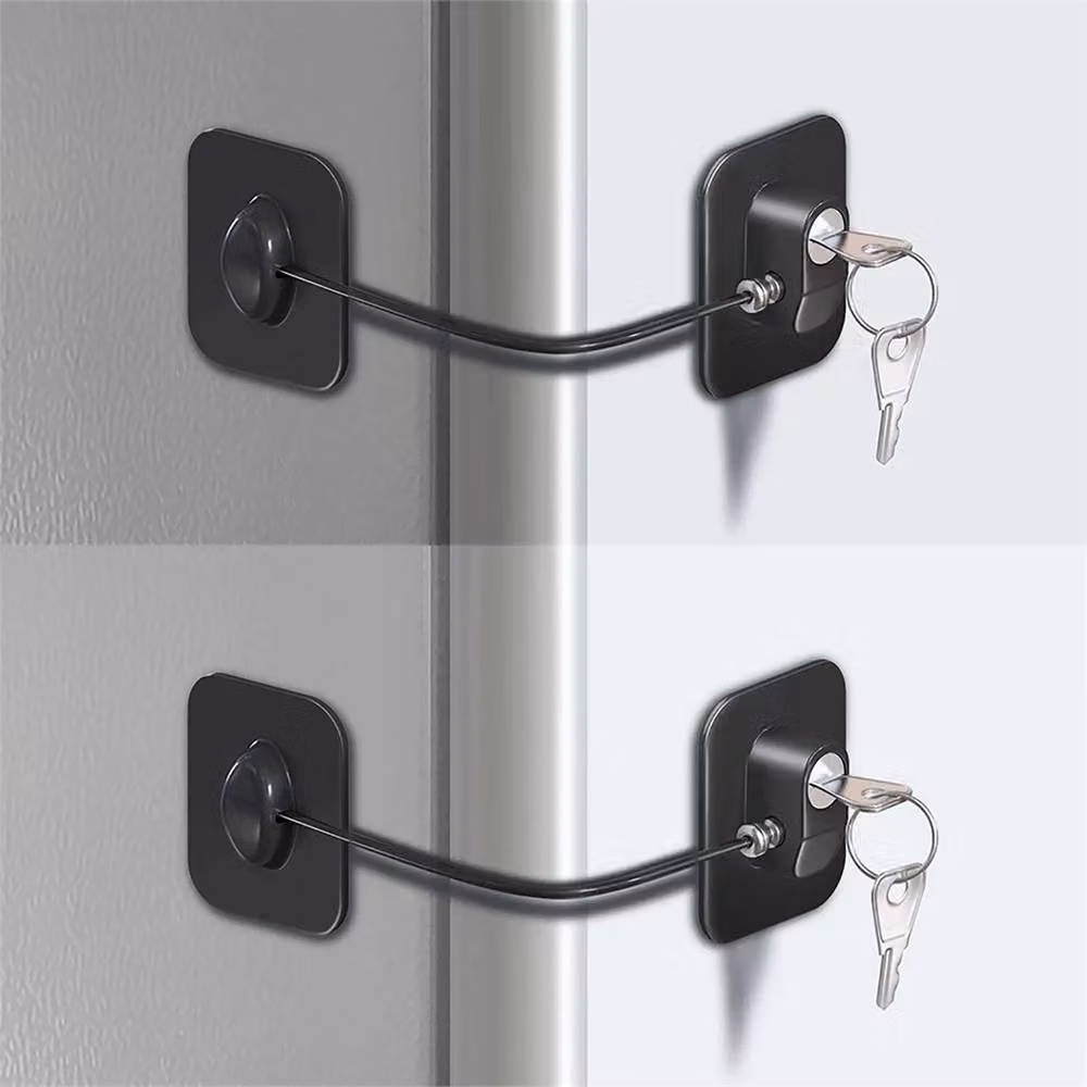 Nordara 2-Pack Fridge Freezer Door Child Safety Locks with Key in Black – 2
