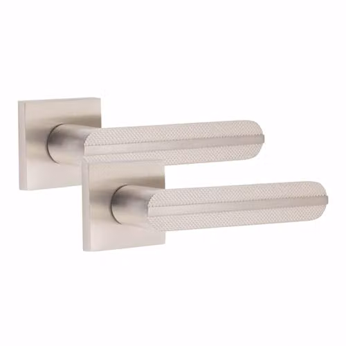 Golden Grace Lima Door Handles on Square Rose, 1 Pair, Brushed Silver