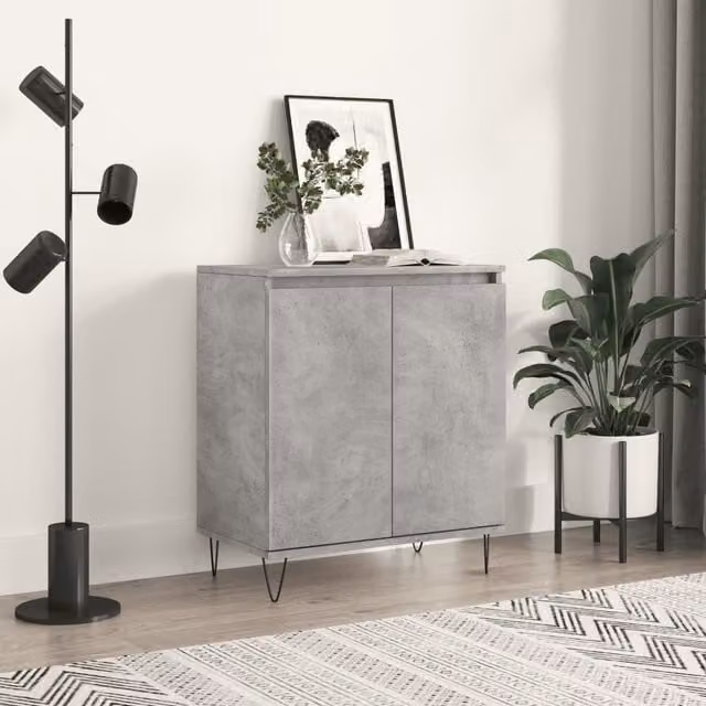 Berkfield Home Industrial Sideboard in Concrete Grey, W/D/H: 60 x 35 x 70 cm