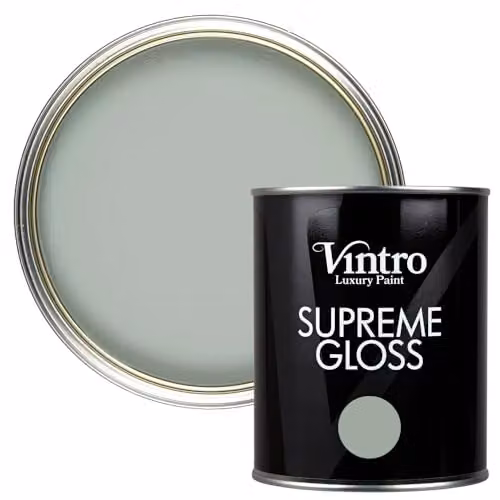 Vintro Duck Egg Green/Blue High Gloss Water Based Paint for Interior and Exterior Use on Walls, Wood and Trim, 1 Litre